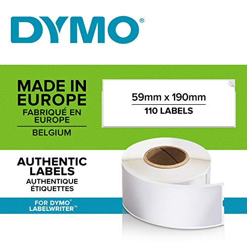 DYMO LW Etichette Multiuso/LAF Originali, Autoadesive, per Etichettatrici LabelWriter, Rotolo da 110 Etichette Facilmente Staccabili, 59 mm x 190 mm