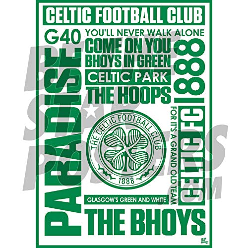 Celtic FC Word A3 - Poster da parete con scritta in inglese 