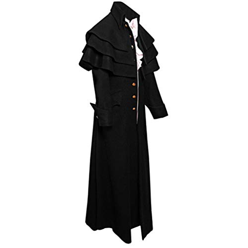 Sannysis Gothic Abbigliamento Uomo Ruote Trenchcoat Steampunk Punk Parka Giacca Long Coat Frack Cappotto Vintage Vittoriano Cosplay Costume Smoking Uniform 4xl Nero