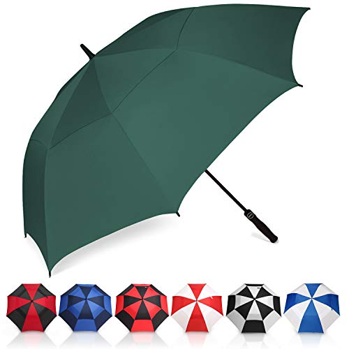 Eono by Amazon - Ombrello da Golf Aperto Automatico, 58 inch, Large Golf Umbrella, Ombrello Grande, Disegno Antivento Super Resistente, Umbrella di Viaggio con Custodia Impermeabile, Verde