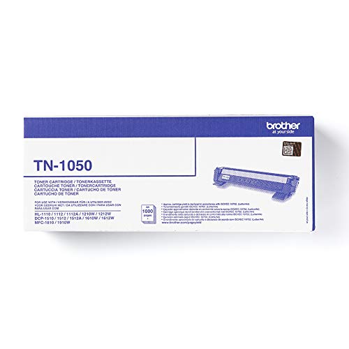 Brother TN1050 Toner Originale fino a 1000 Pagine, per Stampanti DCP-1510/DCP-1610/HL-1112/HL-1110/HL-1210W/MFC-1810/MFC-1910W, Colore Nero