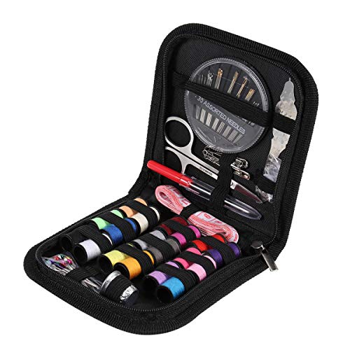 ROSENICE Cucito Kit Riparazione Compatto 58pcs Accessori Cucito Aghi Filo Forbici Set con Zipper Bag