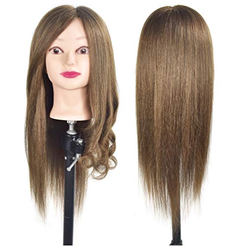 50,8 - 55,9 cm formazione testa 100% capelli umani veri Cosmetologia parrucchiere testa di manichino per bambola (staffa per fissaggio inclusi)