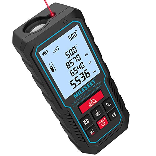 70M Laser Measure, 393ft Digital Laser Distance Meter with Upgraded Electronic Angle Sensor, ±2mm Accuracy, Pythagoras, Distance, Area and Volume, Backlit LCD Display Mute Function, Battery Included
