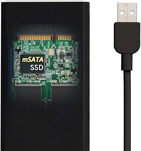 ADWITS USB 3.0 UASP a mSATA 3030/3050 Adattatore SSD SuperSpeed, custodia esterna in alluminio per disco rigido esterno per Samsung 850 EVO KingSpec Kingston Unità a stato solido e altro, Nero