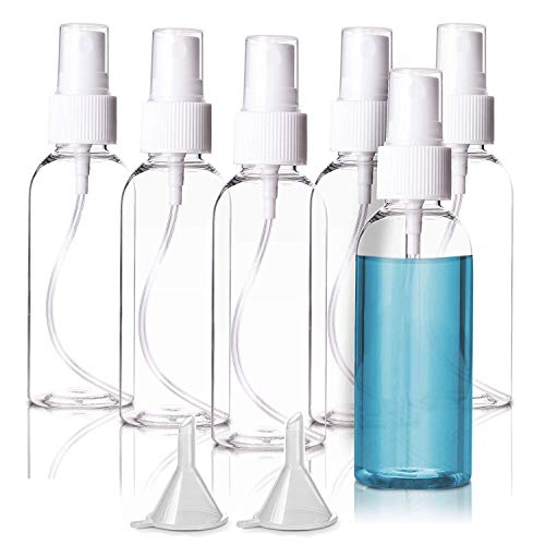 6 Pezz Bottiglie da Viaggio, 100ML Spray Vuoto Plastica Trasparente contenitore Atomizzatore Set Di Bottiglie Spray Da cosmetici