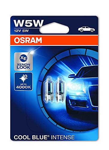 OSRAM 2825HCBI-02B Cool Blue Intense W5W - Lampada alogena per luce di posizione o targa per auto, 12V PKW, blister doppio (2 pezzi)