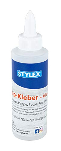 Stylex 23372 - Colla universale trasparente a base d'acqua, flacone da 100 g, senza solventi, lavabile a freddo