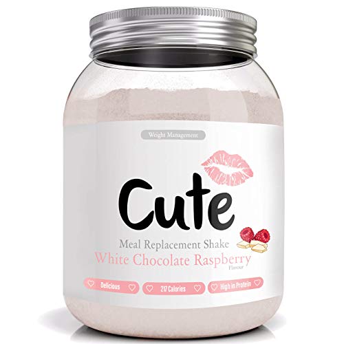 Cute Nutrition Shake Cioccolato Bianco Lampone Sostitutivi del Pasto per la Perdita e Controllo di Peso Bevanda Dietetica Dimagranti per Donne 500g