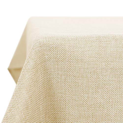 Deconovo Tovaglia Rettangolare Impermeabile in Finto Lino per Feste di Compleanno 130 x 280 CM Beige