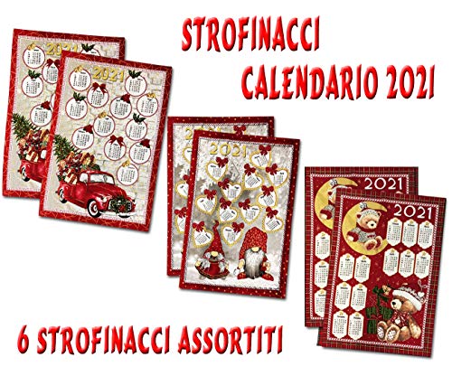 Confezioni Giuliana Set 6 Asciugamani da Cucina Natale Calendario 2021 Disegni Assortiti strofinaccio