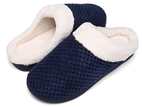 Mishansha Pantofole Donna Memory Foam in Caldo Cotone Scarpe Antiscivolo Scarpe da Casa Inverno Indoor Caldo Pattini,Blue,38/39 EU