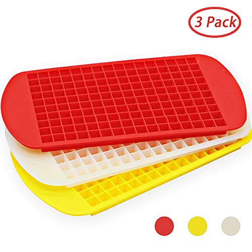 JEZOMONY Mini Vassoi per Cubetti di Ghiaccio in Silicone ， 160 Vassoi per Cubetti di Ghiaccio ， Stampo per Ghiaccio e Caramelle Tritato Piccolo, per Cucina, Bar, Whisky, Birra (Confezione da 3)