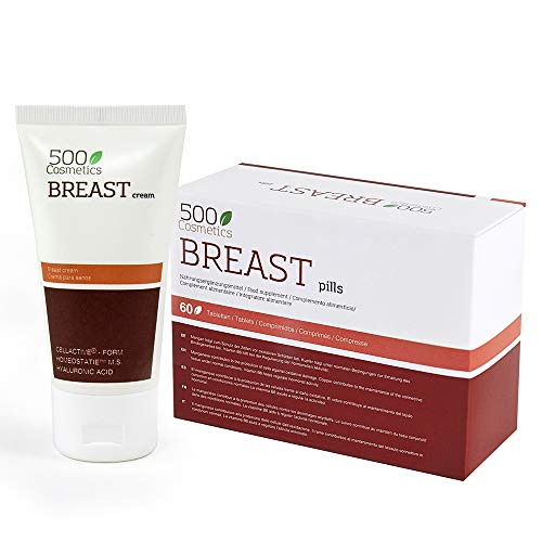 Packs 500Cosmetics Breast: Pastiglie + Crema per Aumentare e Rassodare il Seno Femminile - Ingredienti 100% Naturali (1)