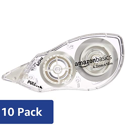 Amazon Basics - Correttore a nastro, 4,2 mm x 10 m, confezione da 10