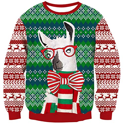 Goodstoworld Xmas Maglione Uomo Donna Famiglia Ugly Christmas Sweater Unisex Caldo Divertenti Elfi Knitted Maglie Natale