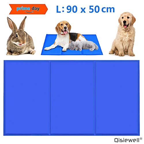 Qisiewell Tappetino rinfrescante per Cani e Gatti, Blu, L 90 x 50 cm, per Cani e Gatti