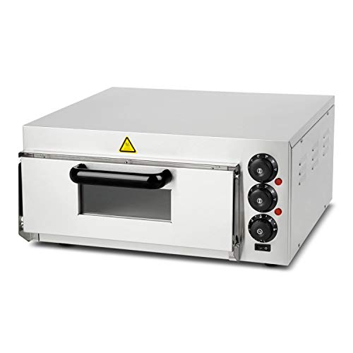 Vertes forno per pizza professionale elettrico (2000 watt, con 1 camera, intervallo di temperatura 0-350°C, funzione timer, gastronomico, acciaio inossidabile)