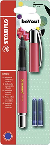 Penna Roller - STABILO beFab! Uni Colors in Rosso Anguria - 3 Cartucce Blu incluse