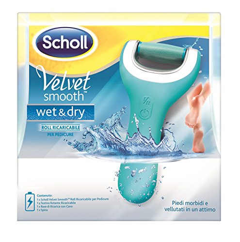 Scholl Velvet Smooth Wet&Dry - Roll per Pedicure, Elettrico Professionale Ricaricabile