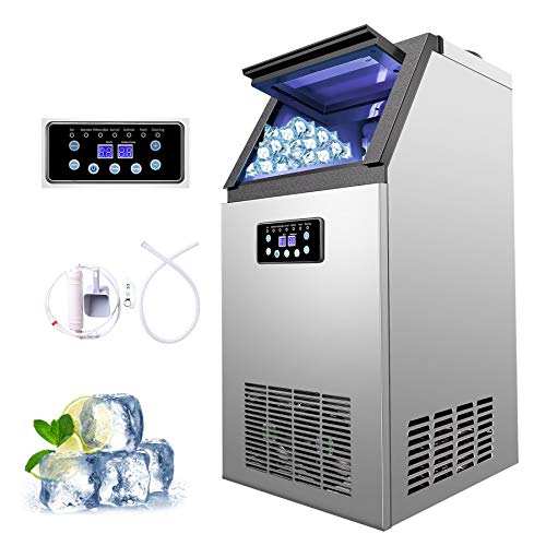 Z ZELUS Macchinetta Cubetti Ghiaccio Commerciale Fabbricatore Ghiaccio con Schermo LCD Macchina Ghiaccio per Casa, Ufficio, Ristorante, Bar, Caffetteria (72.5kg/ 24h)