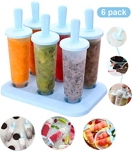 6Pack Bambini Stampi Ghiaccioli, Stampi Gelato, Riutilizzabile 6 di GhiaccioliStampo per ghiaccioli Gelato fai-da-te Ghiaccioli stampi per cubetti di ghiaccio creativi fatti in casa set di