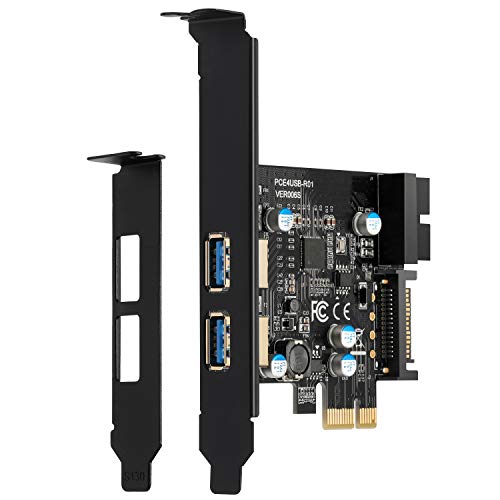 BEYIMEI Scheda di espansione a 2 Porte, da PCI-E a USB 3.0, con connettore di Alimentazione SATA a 15 Pin e interfaccia USB 3.0 a 19 Pin, Adatta per Desktop Windows XP/Vista / 7/8/10 / Linux