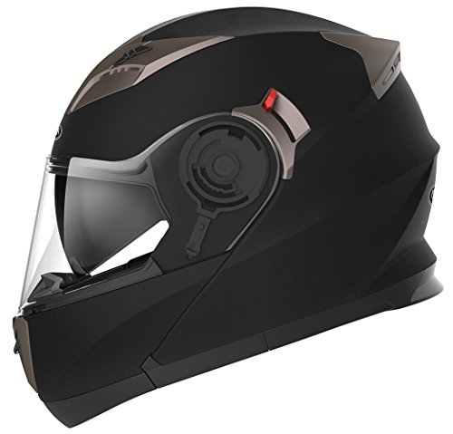 Casco Modulare Moto Integrale Scooter - YEMA YM-925 Caschi Modulari Motorino Integrali ECE Omologato Donna Uomo con Doppia Visiera Parasole, Nero opaco, S