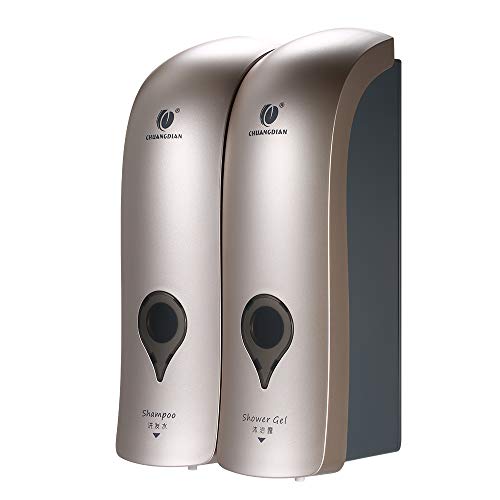 Decdeal 300ml x 2 Dispenser di Sapone Doppio,CHUANGDIAN Dispenser di Sapone Liquido per Doccia Bagno Dispenser di Shampoo Bagnoschiuma (Champagne Oro)