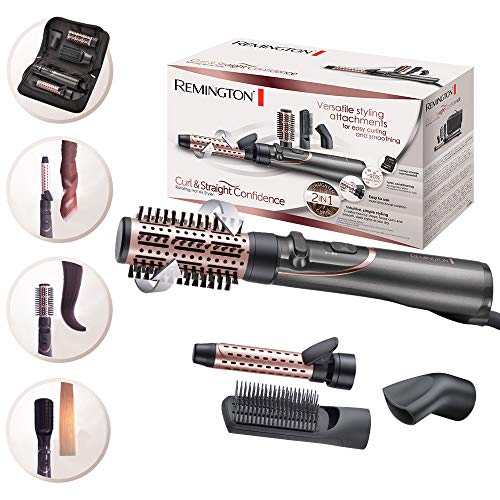 Remington Curl Straight Rotating Hot Air AS8606, Spazzola ad Aria Calda Rotante, 4 accessori per lo styling, crea Ricci, Onde morbide o Capelli Lisci, 800W - 1.11 kg