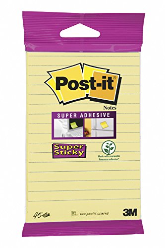 Post-it Super Sticky Notes 6845slcy 102 X 152 mm, a righe, 1 Blocco a 45 fogli, giallo