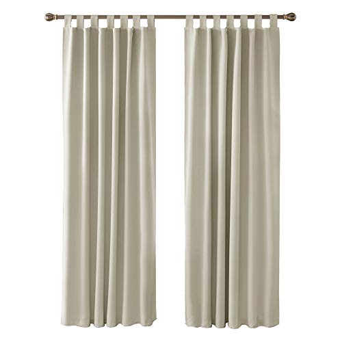 Deconovo Tende Camera da Letto Bambini Oscuranti per Interni Tende Termiche Isolanti Coprente Tinta Unita Soggiorno con Passanti per Casa Moderne 140x200 CM Beige Chiaro 2 Pannelli