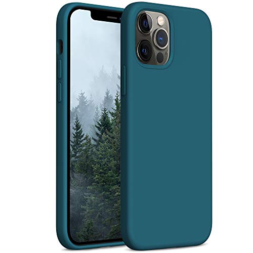 YATWIN Compatibile con iPhone 12 Cover 6,1'', Compatibile con iPhone 12 PRO Cover Silicone Liquido, Protezione Completa del Corpo con Fodera in Microfibra, Verde Scuro