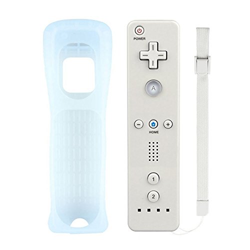 Atopoo Wii Remote controller, telecomando di gioco controller con custodia in silicone e cinturino da polso per Nintendo Wii e Wii U (bianco)