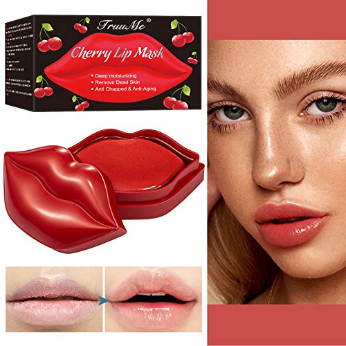 Lip Mask, Lip Plumper Mask, Maschera Labbra, 20 Maschere Labbra gel Idratanti Antietà Alla Ciliegia, Esfolianti, Idratanti, Adatte per Labbra Secche e Screpolate