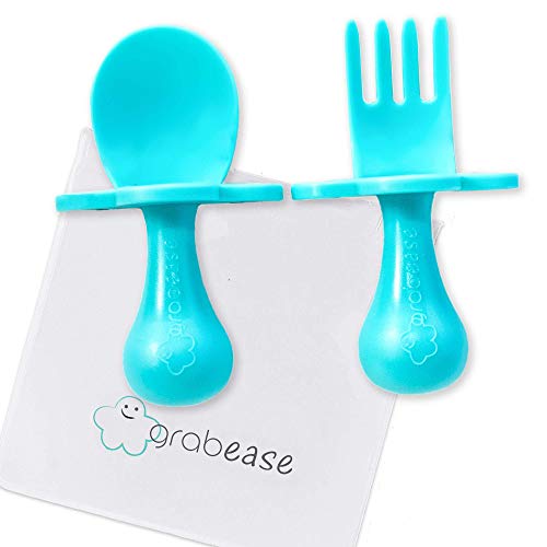 Grabease - Set di posate autoalimentanti, colore: foglia di tè