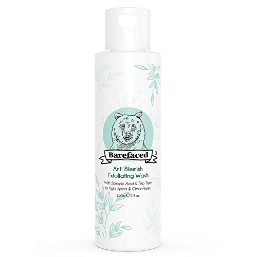 Detergente viso esfoliante BeBarefaced con tea tree e acido salicilico (BHA) anti brufoli naturale – Esfoliante viso vegano e biologico per pelle grassa e mista – Anti effetto lucido e anti brufoli