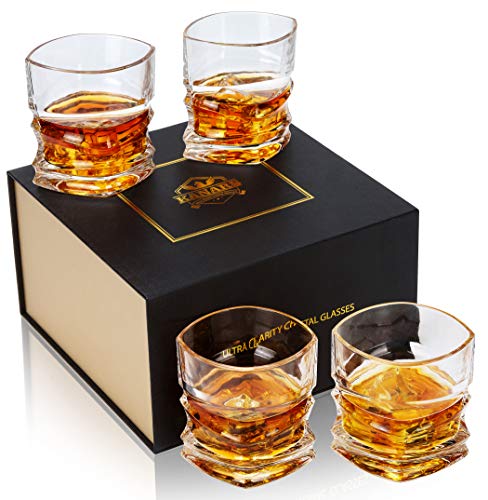 KANARS Bicchieri Whisky, Bicchiere Cocktail e Whiskey Cristallo, 300ml, Bellissimo Regalo, Set di 4 Pezzi