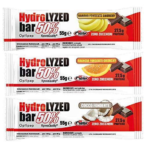 HYDROLYZED BAR 50% [BARRETTA DA 55 G] - barrette proteiche zero zuccheri (FONDENTE-ARANCIA, BOX DA 24 BARRETTE)