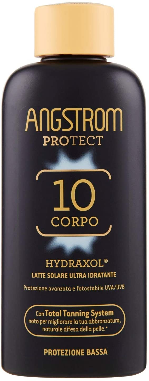 Angstrom Protect Latte Solare Ultra Idratante, Protezione Solare 10+ con Azione Nutriente e Prolungata, Indicata per Pelli Sensibili, 200 ml