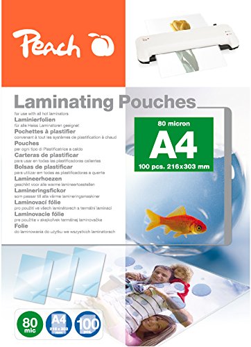 Peach Laminating Pouches A4, 80 mic, PP580-02,100-pack