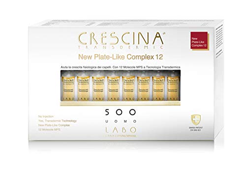 CRESCINA TRANSDERMIC NEW PLATE-LIKE COMPLEX 12 Ri-Crescita Capelli 500 UOMO 20 Fiale