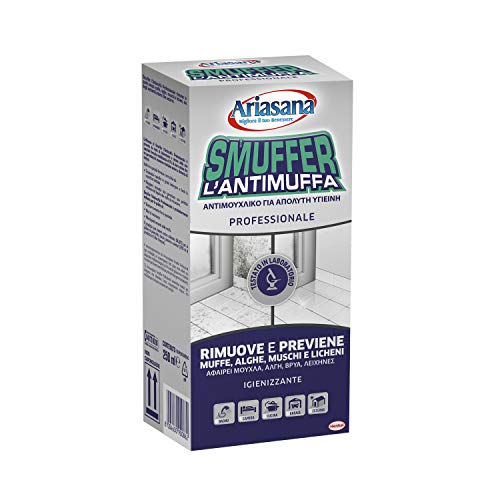 Ariasana Smuffer Antimuffa Professionale, Antimuffa spray adatto contro funghi, alghe e sporco, Anti muffa bagno, cantina e cucina ecc., per interni ed esterni, 1x250ml