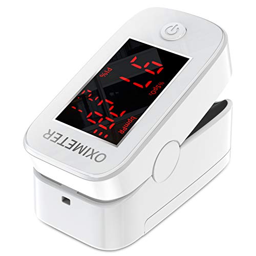 Pulsossimetro da Dito con Display a LED Monitor Cardiofrequenzimetro per la Casa e lo Sport, Mossimetro da dito saturimetro (Bianco)