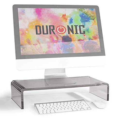 Duronic DM054 Supporto Monitor scrivania Supporto da Tavolo per Monitor Schermo Laptop in Vetro Acrilico Nero 50x20 cm Portata 30kg