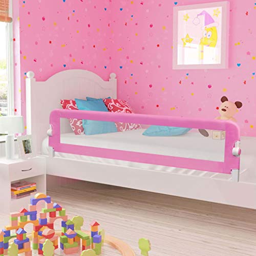 Festnight- Barriera per Letto da Bambini, Sponde Letto di Sicurezza Bambini Poliestere 180x42cm Rosa