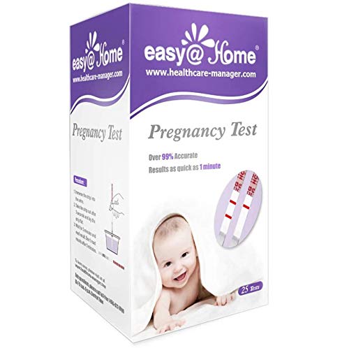 Test di Gravidanza Easy@Home Test per gravidanza 25 Test HCG, Ultrasensibili 10 miu/ml 99,9% Accurato Incinta Test Pregnancy Kit di Test di Fertilità APP Premom gratuita Italiana