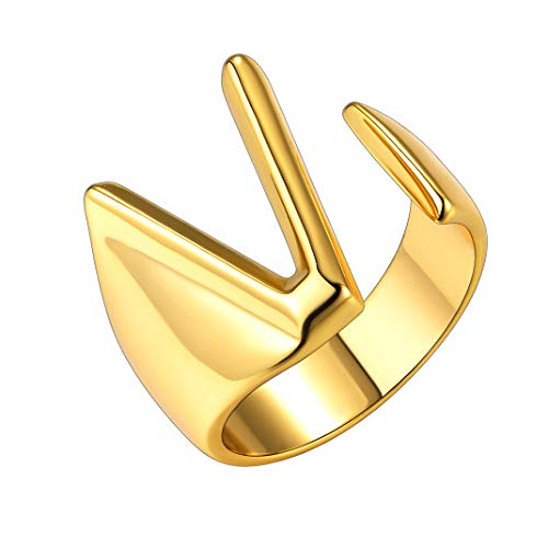GoldChic Jewelry Anello Aperto Iniziale Regolabile V Captial Oro, Anello Dichiarazione Donna V Lettera