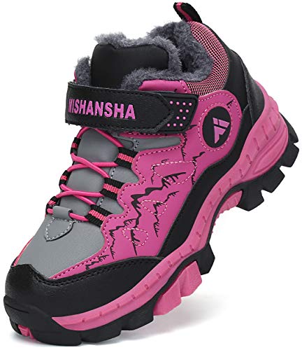 Mishansha Scarpone Trekking Bambini Antiscivolo Scarponi da Montagna Ragazzi Scarpa da Escursionismo Ragazze Leggeri Scarpe Invernali Viola Gr.32