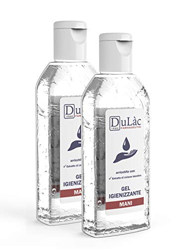 Dulàc - Gel Igienizzante Mani - 2 x 100 ml - per pulire ed igienizzare le mani in assenza di acqua